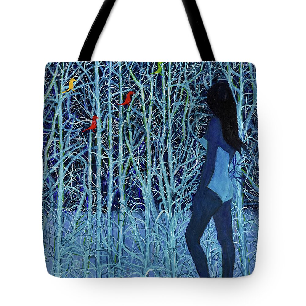  Tote Bag featuring the painting Blue Figure by David Hardesty