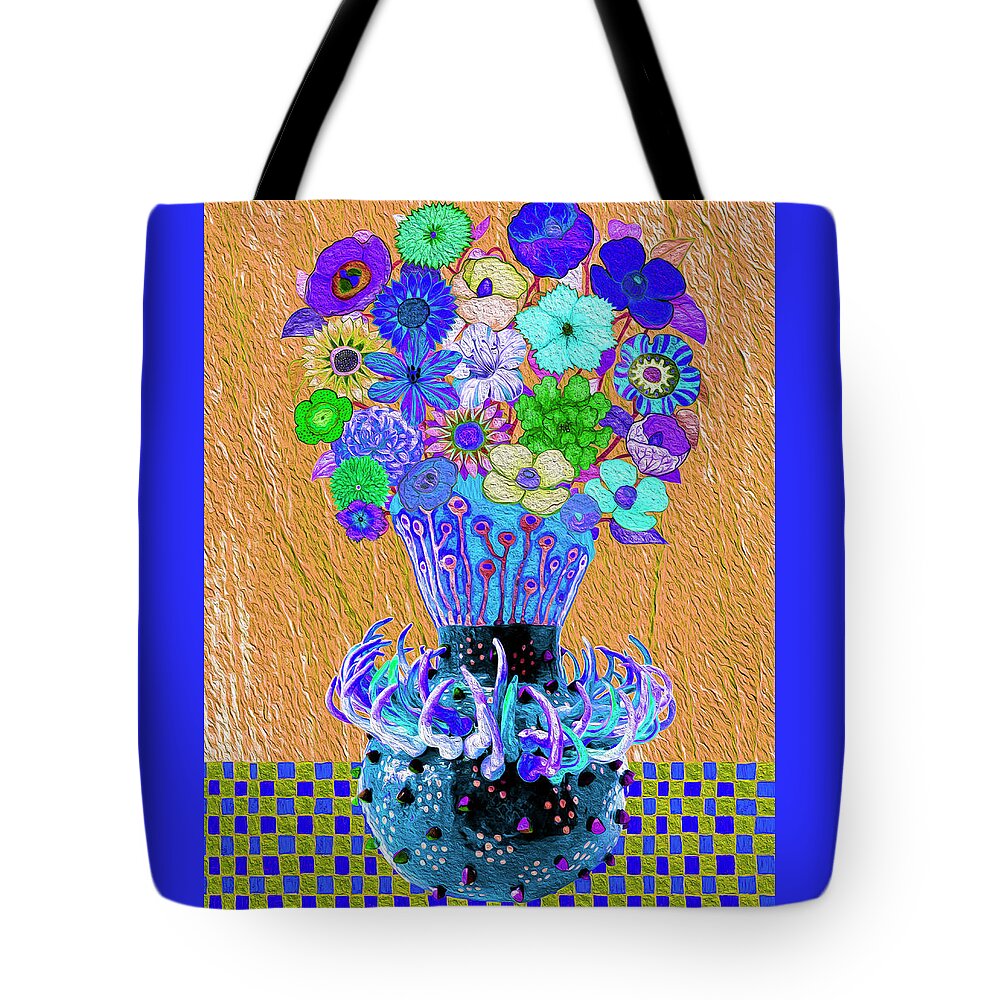 Floral Bouquet Tote Bag featuring the mixed media Blue Floral Bouquet by Lorena Cassady