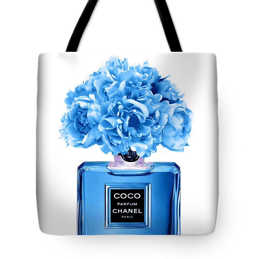 Blue floral perfume Tote Bag