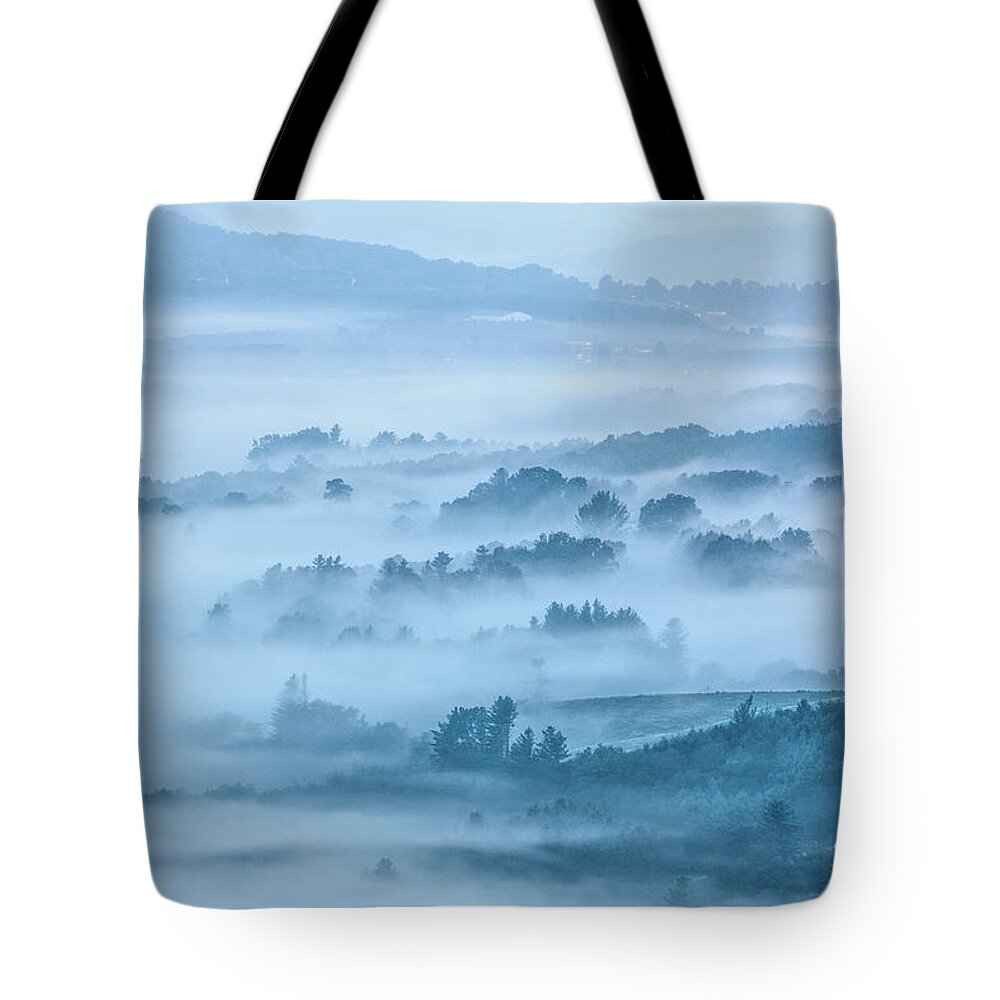 North Carolina Tote Bag featuring the photograph Blue Fog in the Blue Ridge by Dan Carmichael