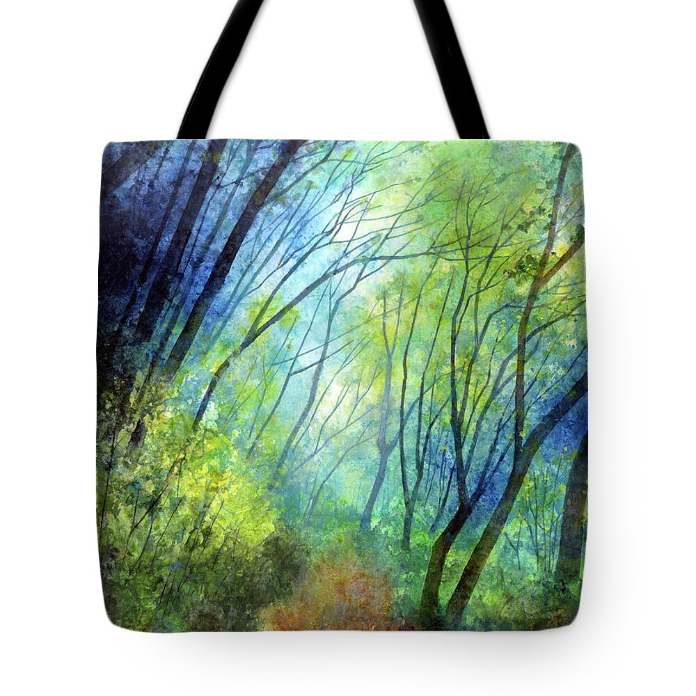 Blue Tote Bag featuring the painting Blue Fog-pastel colors by Hailey E Herrera