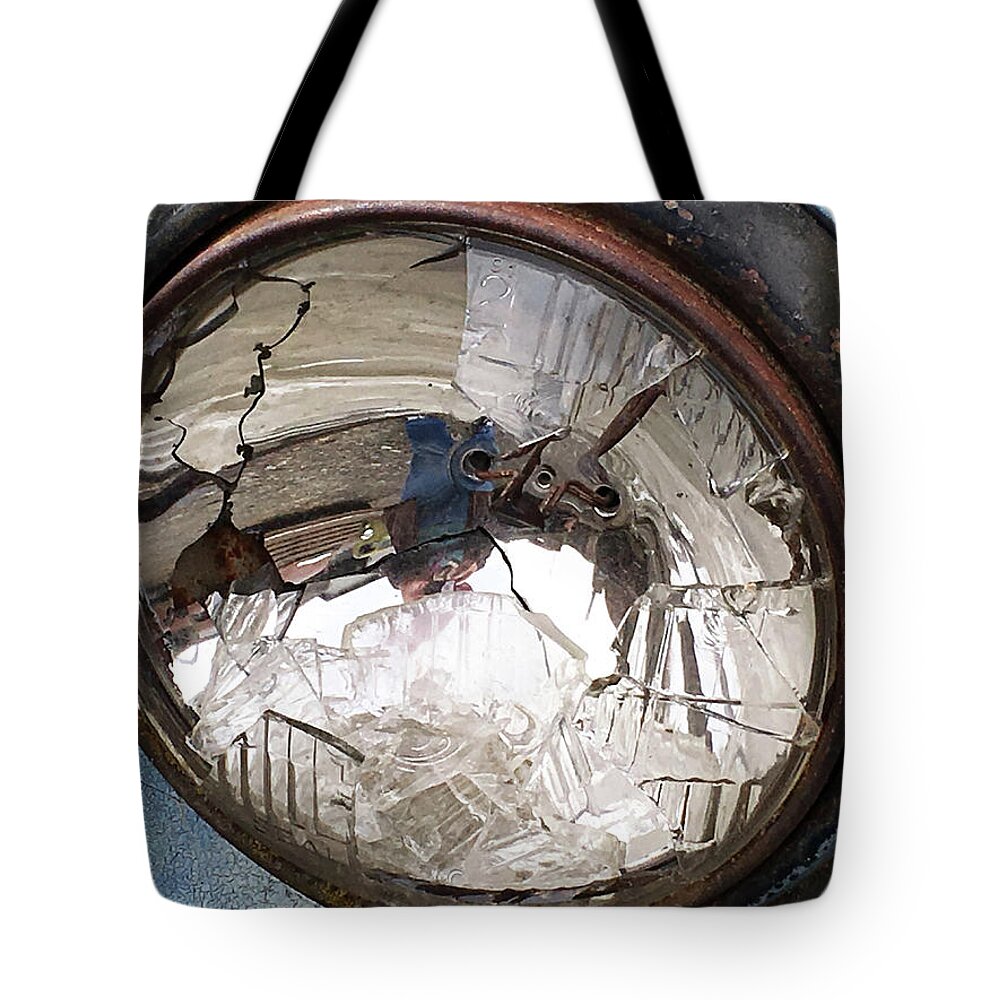 Headlight Tote Bag featuring the photograph Blue Headlight by Kathryn Alexander MA