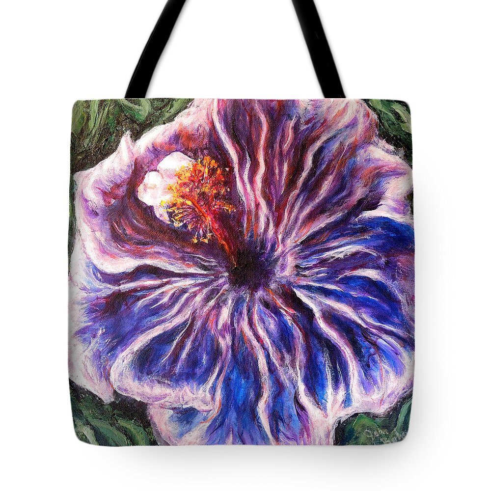 Hibiscus Tote Bag featuring the painting Blue Hibiscus by John Bohn