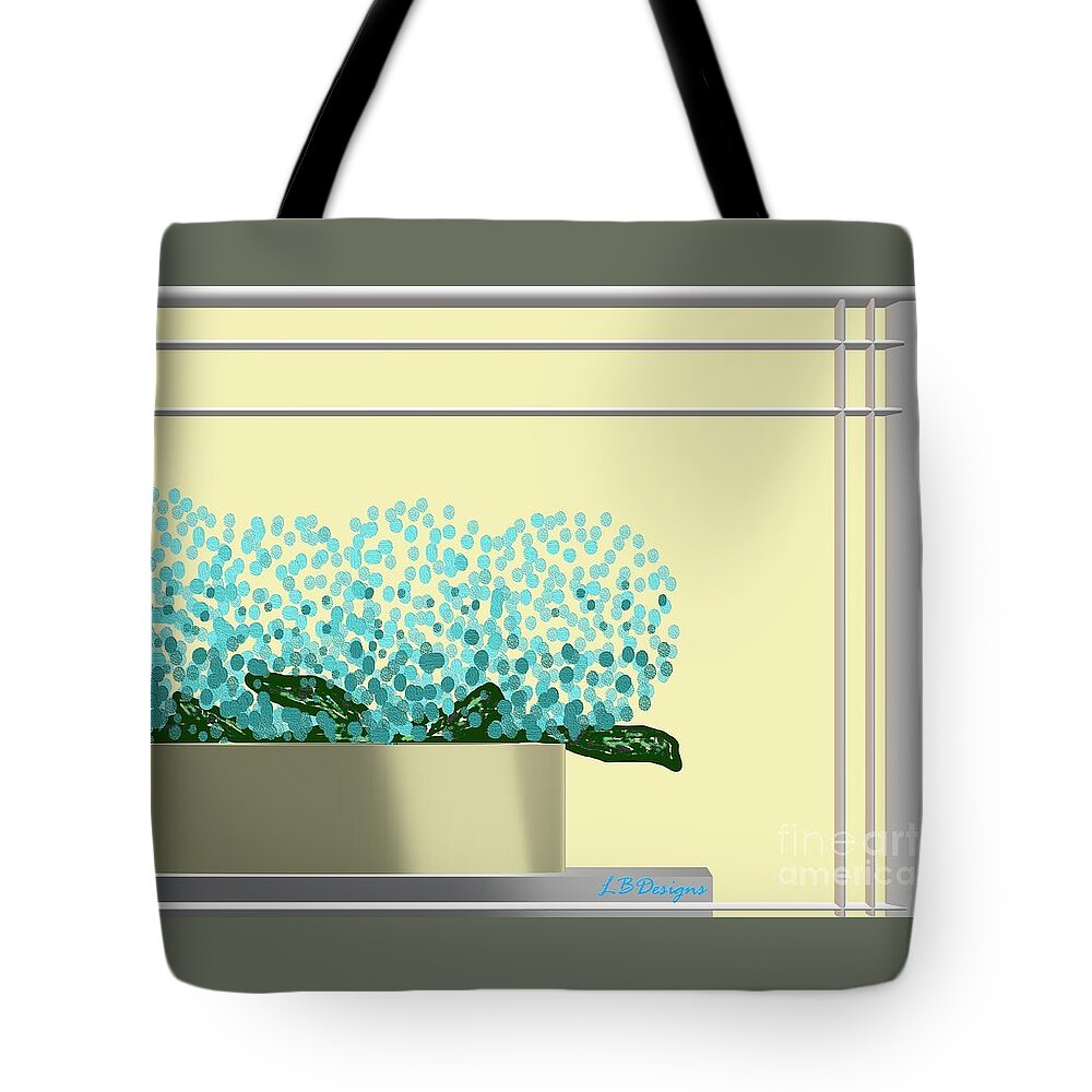 “arts And Design”; “gallery”; “four Images”; “blue”; “musical”; “red White And Blue”; “rwb”; ; “vacation”; Summer; “early Autumn” Tote Bag featuring the digital art Blue Hydrangeas by LBDesigns