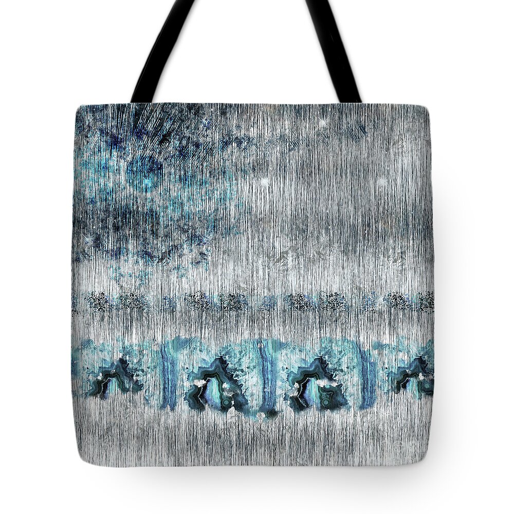 Improvisation Tote Bag featuring the digital art Blue Improvisation 3141 by Bentley Davis