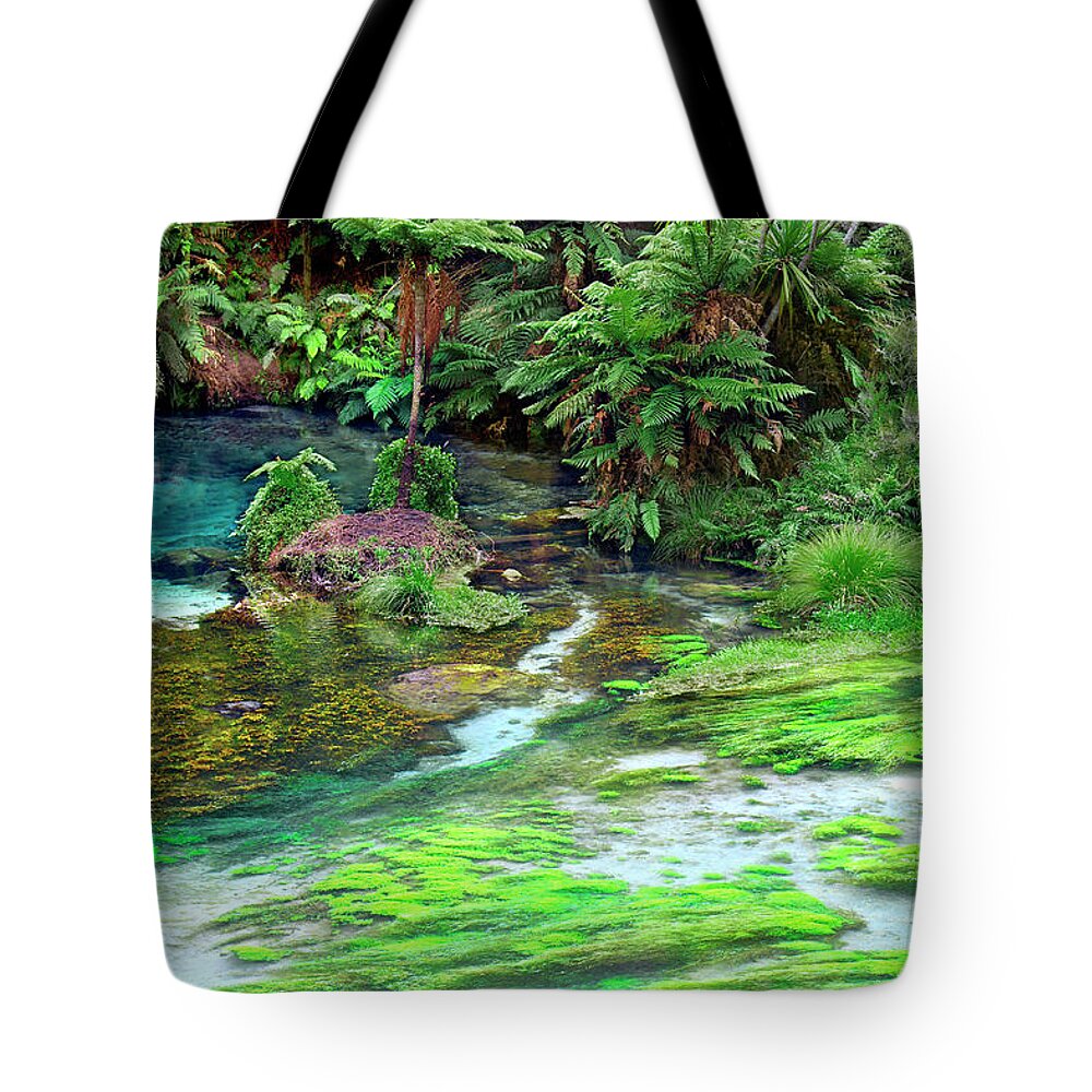 River Grasses Tote Bag featuring the photograph Blue Lagoon - New Zealand by Kenneth Lane Smith