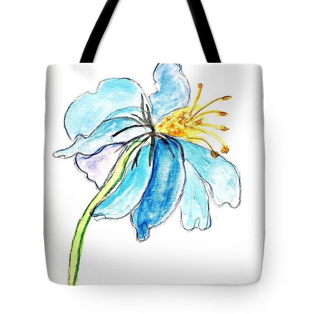 Enhances Our Throat Chakra Tote Bag featuring the painting Blue Lily by Margaret Welsh Willowsilk