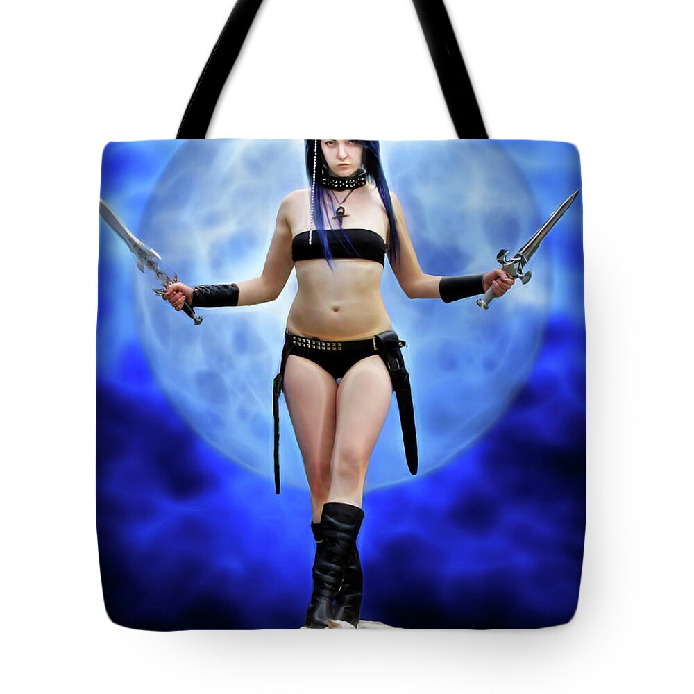 Fantasy Tote Bag featuring the photograph Blue Moon short blades by Jon Volden