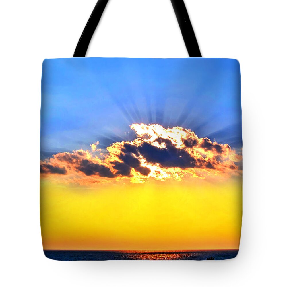 Sunset Tote Bag featuring the photograph Blue Over Yellow by Andreas Thust