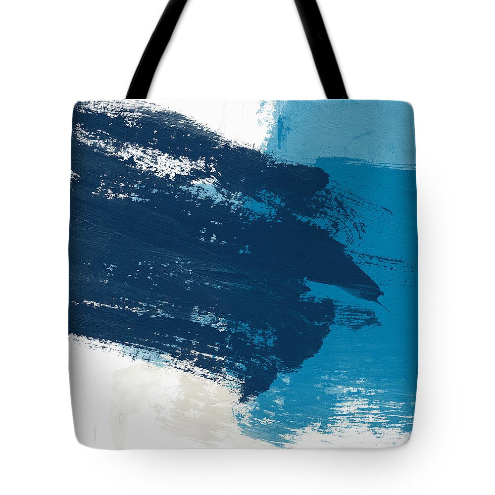 Abstract Tote Bag featuring the mixed media Blue Passage- Art by Linda Woods by Linda Woods