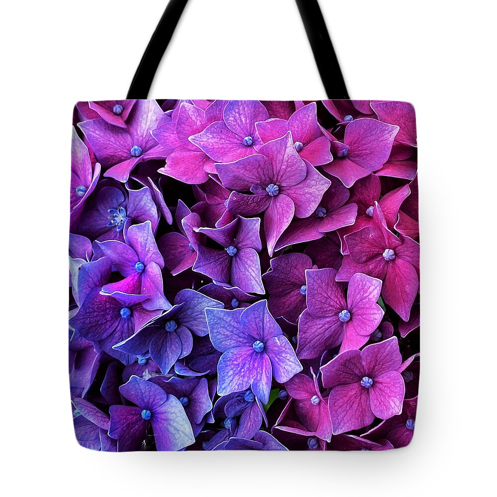 Blue Tote Bag featuring the photograph Blue Pink Hydrangea by Jerry Abbott