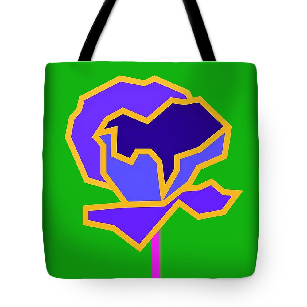 Flower Tote Bag featuring the digital art Blue poppy by Fatline Graphic Art