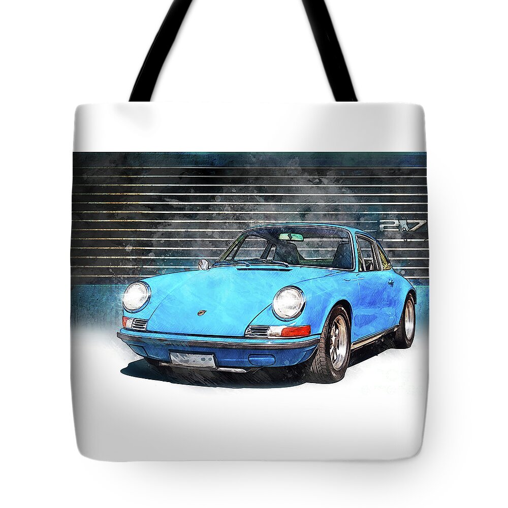 Blue Tote Bag featuring the photograph Blue Porsche 911 by Stuart Row