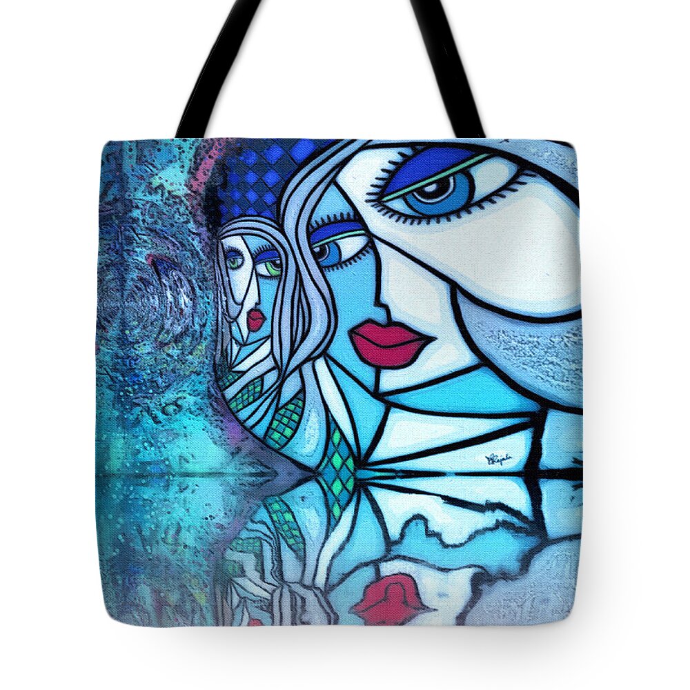 Painted Ladies Tote Bag featuring the digital art Blue Reflections by Diana Rajala