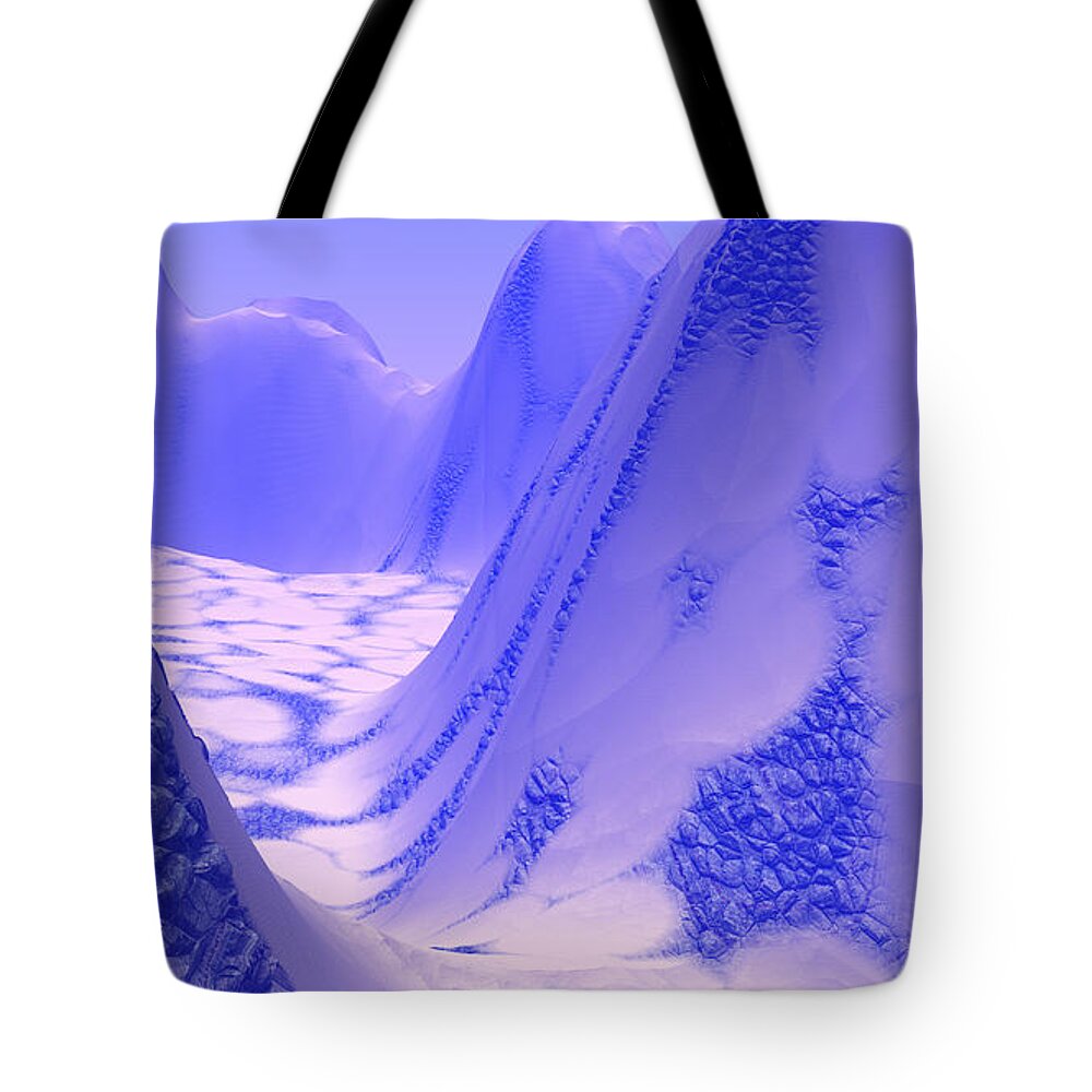 Skin Tote Bag featuring the digital art Blue Reptile Planet by Bernie Sirelson
