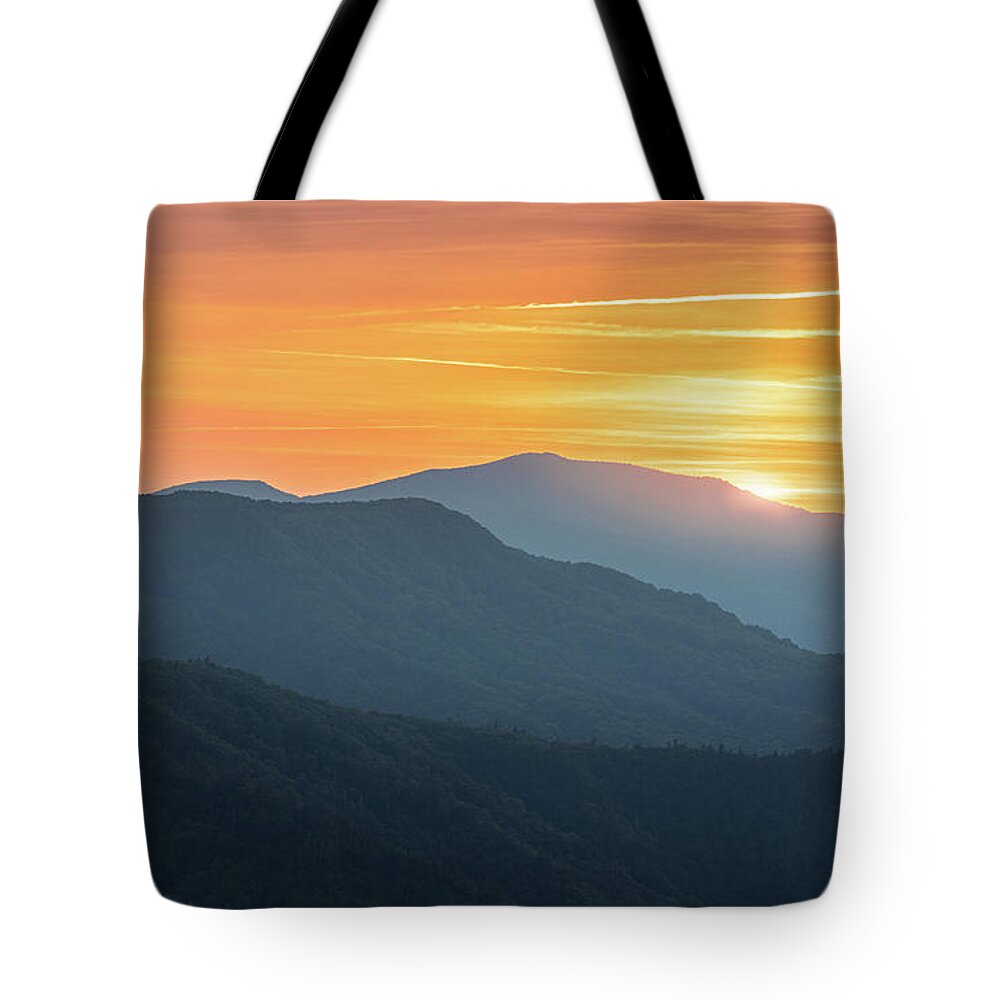 Linville Gorge Tote Bag featuring the photograph Blue ridge Mountains Linville Gorge Hawksbill Mountain North Carolina by Jordan Hill