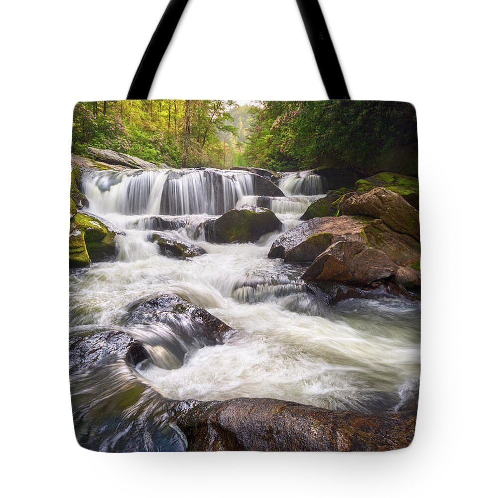 Waterfall Tote Bag featuring the photograph Blue Ridge Mountains Scenic Waterfall North Carolina Waterfalls Landscape NC by Dave Allen
