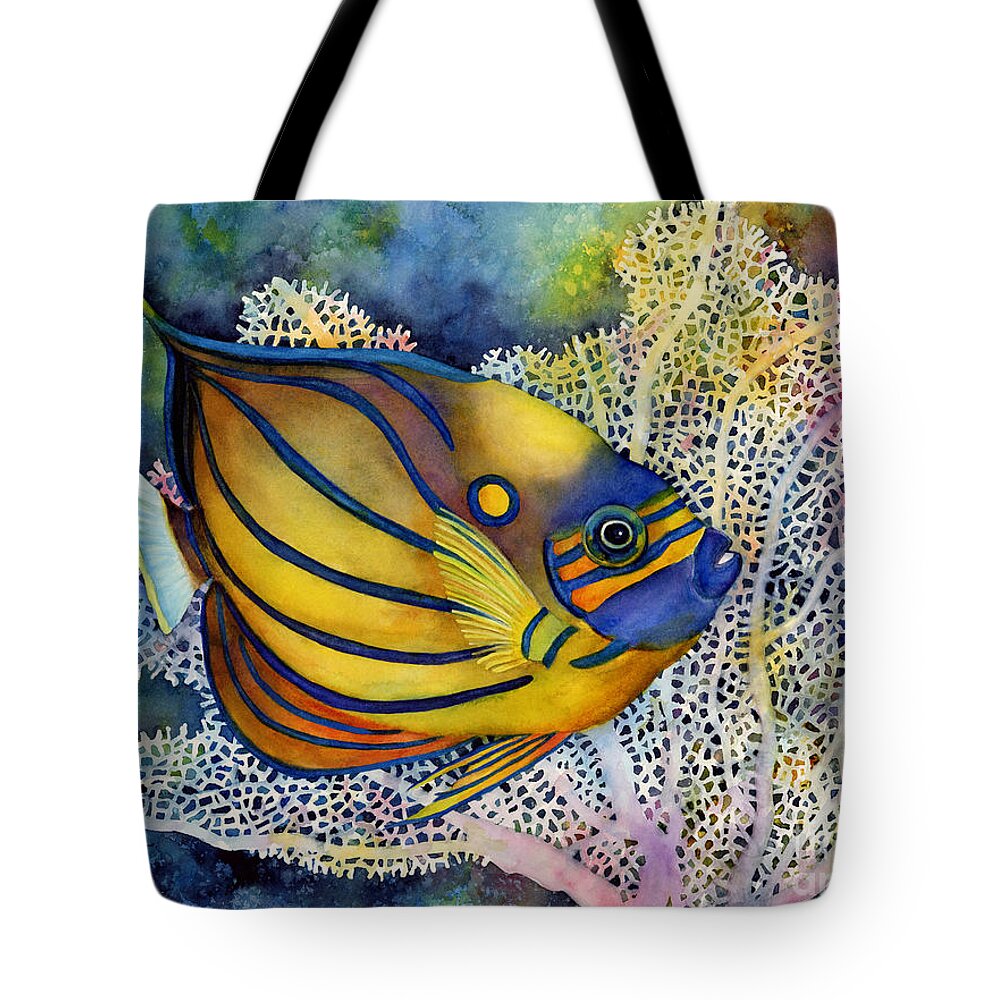Fish Tote Bag featuring the painting Blue Ring Angelfish by Hailey E Herrera