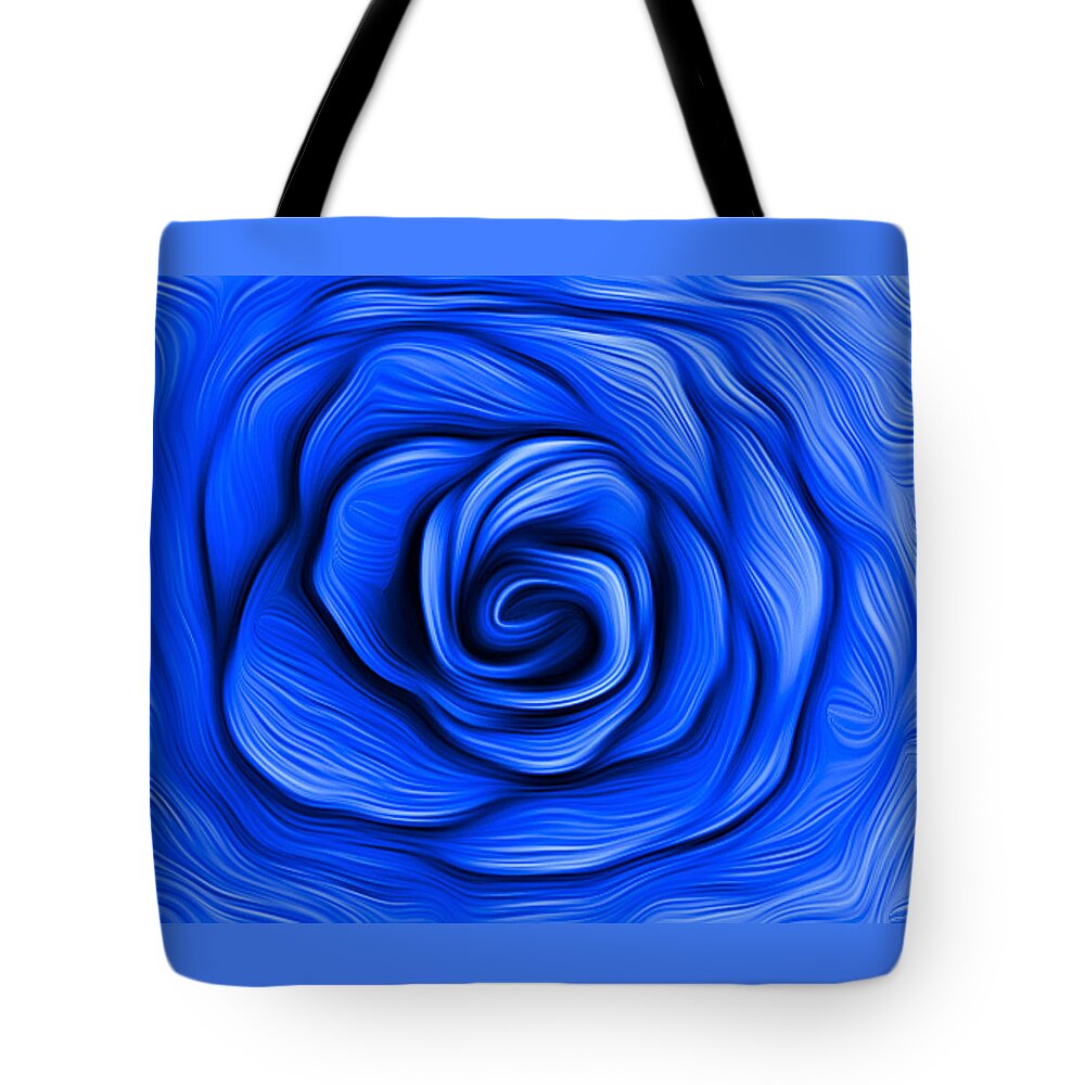 Flower Tote Bag featuring the digital art Blue Rose by Ronald Mills