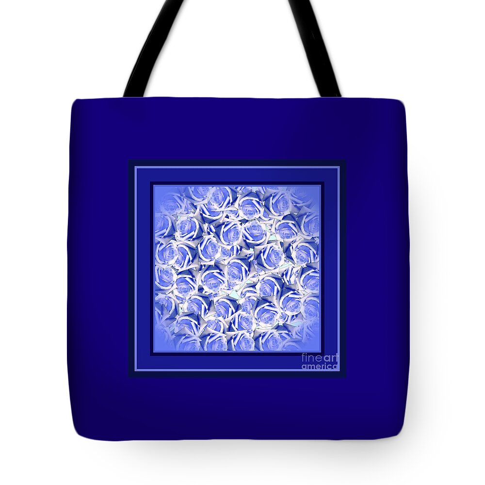 Blue Tote Bag featuring the digital art Blue Roses 2020 Trending Color by Delynn Addams