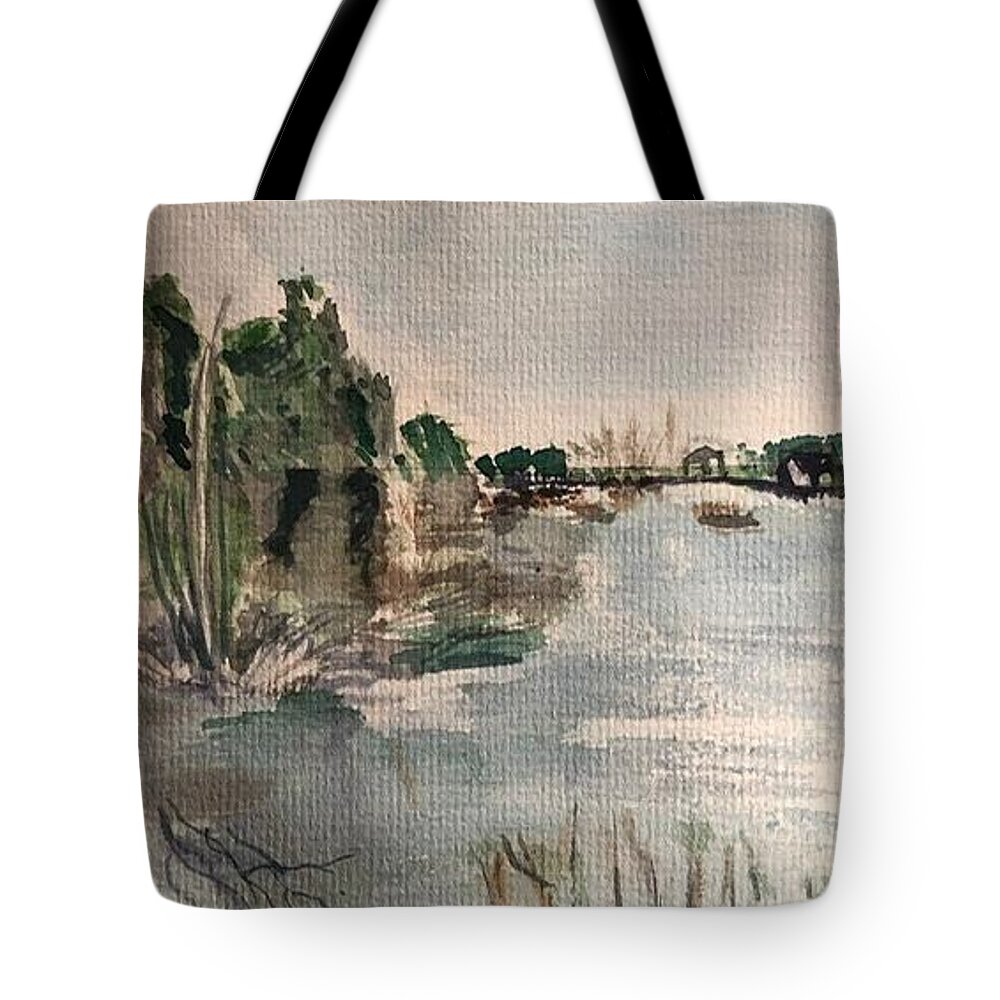  Tote Bag featuring the painting Blue Skies by Nina Jatania
