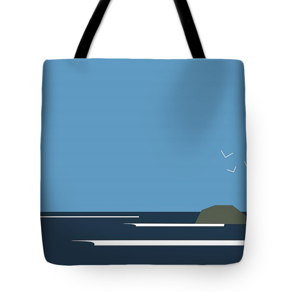 Sea Tote Bag featuring the digital art Blue sky, deep blue sea. by Fatline Graphic Art