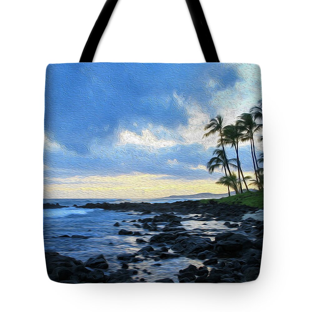 Hawaii Tote Bag featuring the photograph Blue Sunset Painting by Robert Carter