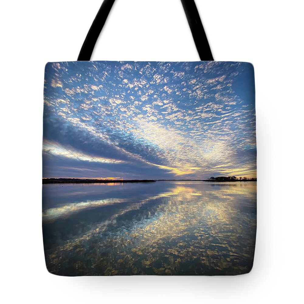 Clouds Tote Bag featuring the photograph Blue Sunset by Pam Rendall