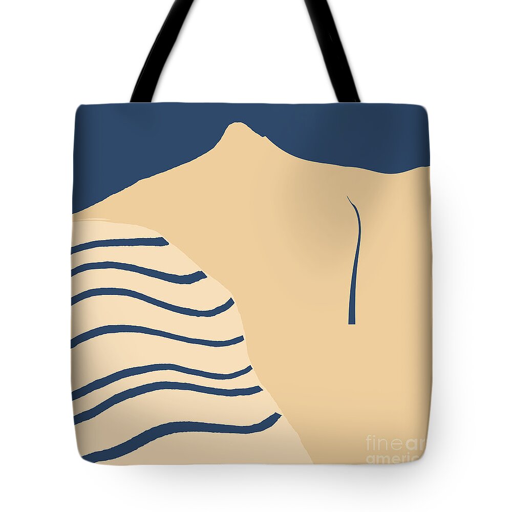 Abstract Tote Bag featuring the digital art Blue Tan Design by Kae Cheatham