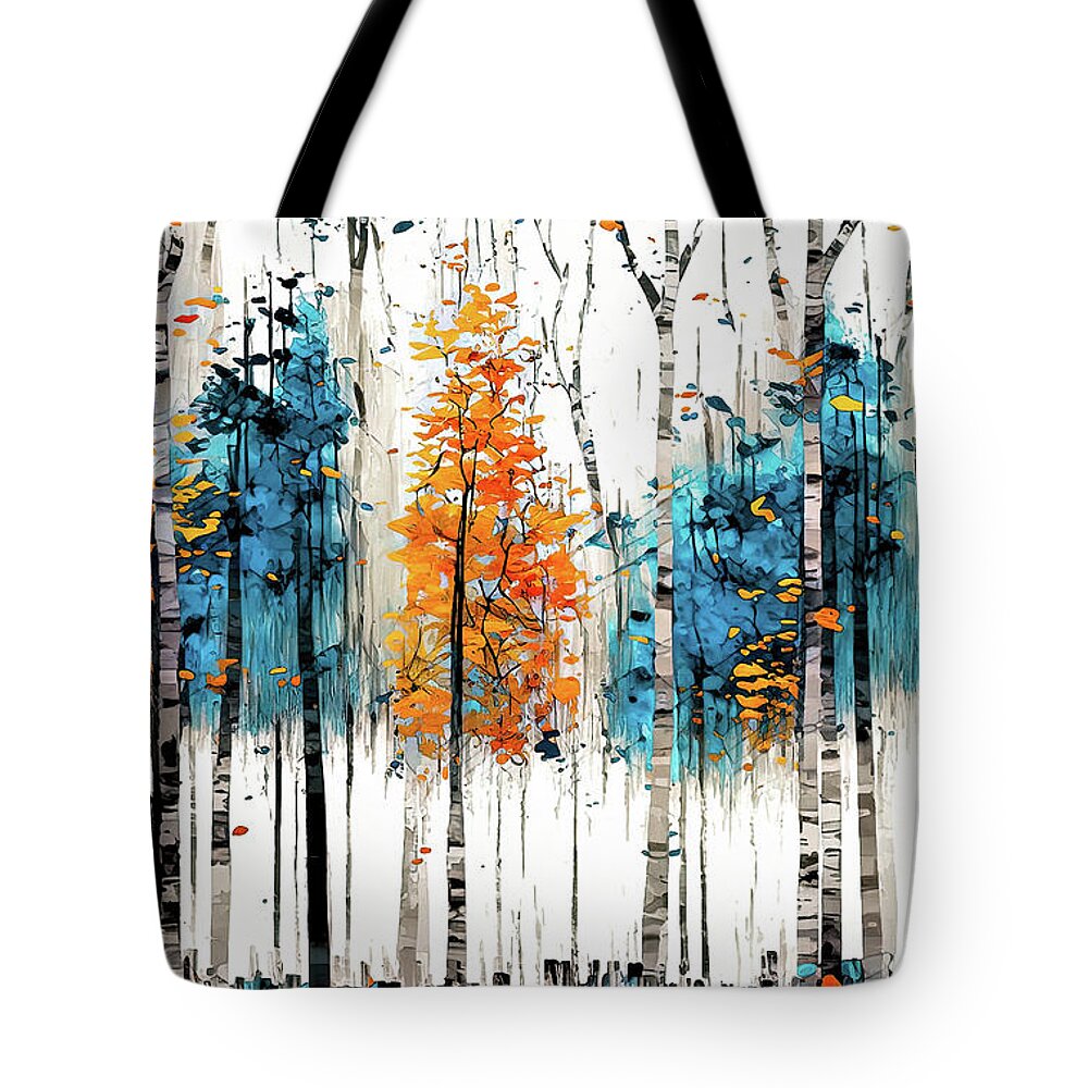 Abstract Tote Bag featuring the painting Abstract Trees by Tina LeCour