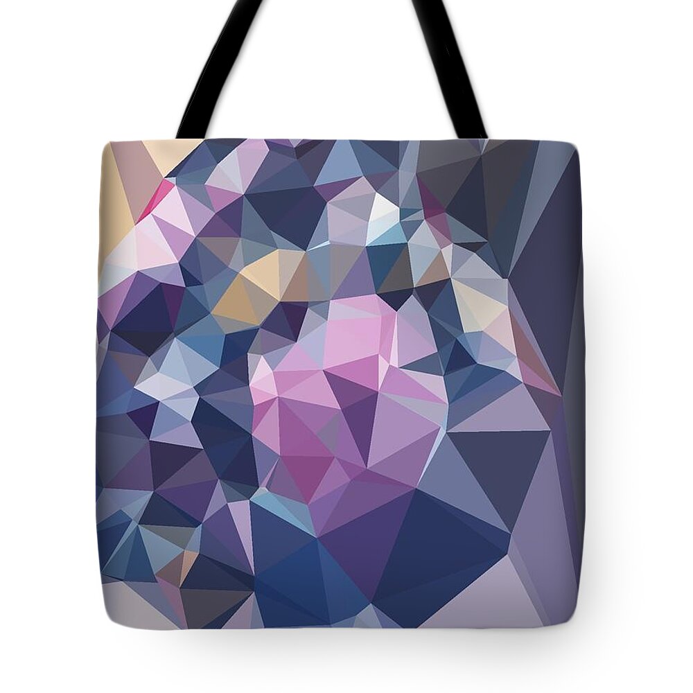 Blue Tote Bag featuring the digital art Blue Trianglation by Themayart