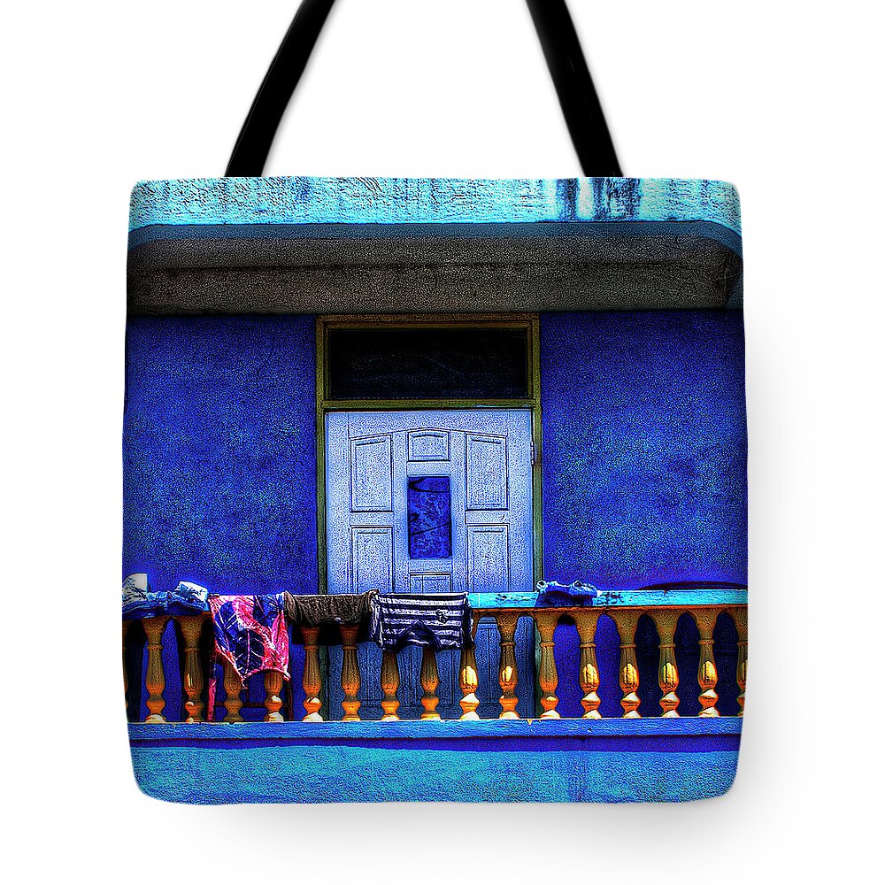 Blue Tote Bag featuring the photograph Blue Washday by Wayne King