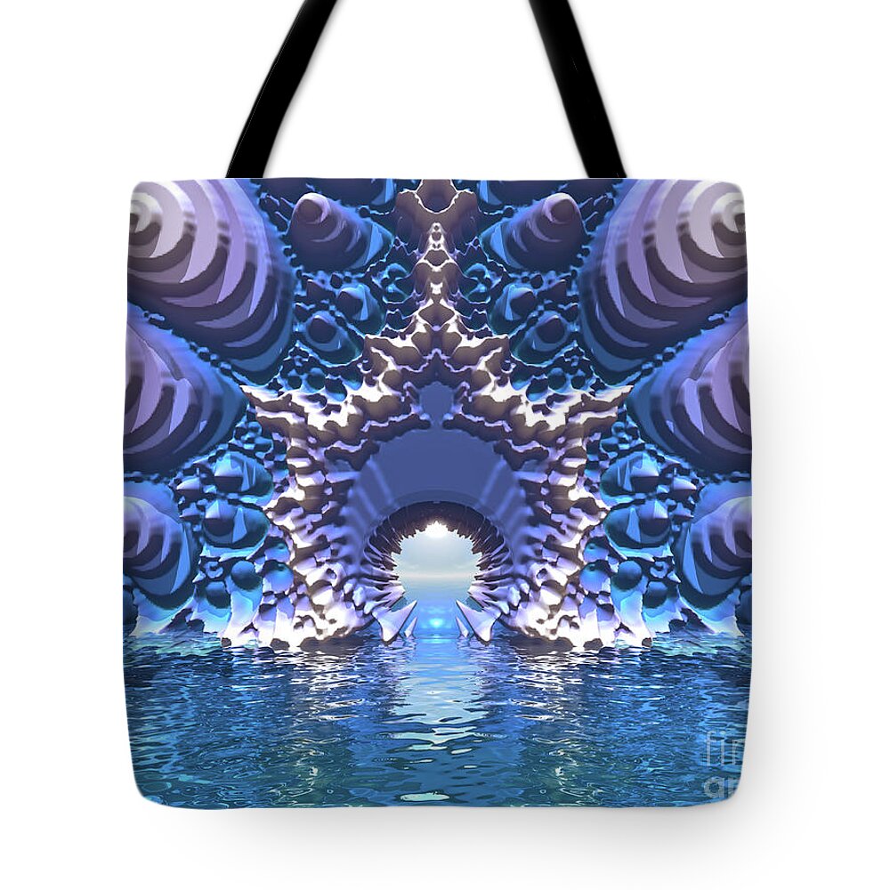 Digital Art Tote Bag featuring the digital art Blue Water Passage by Phil Perkins