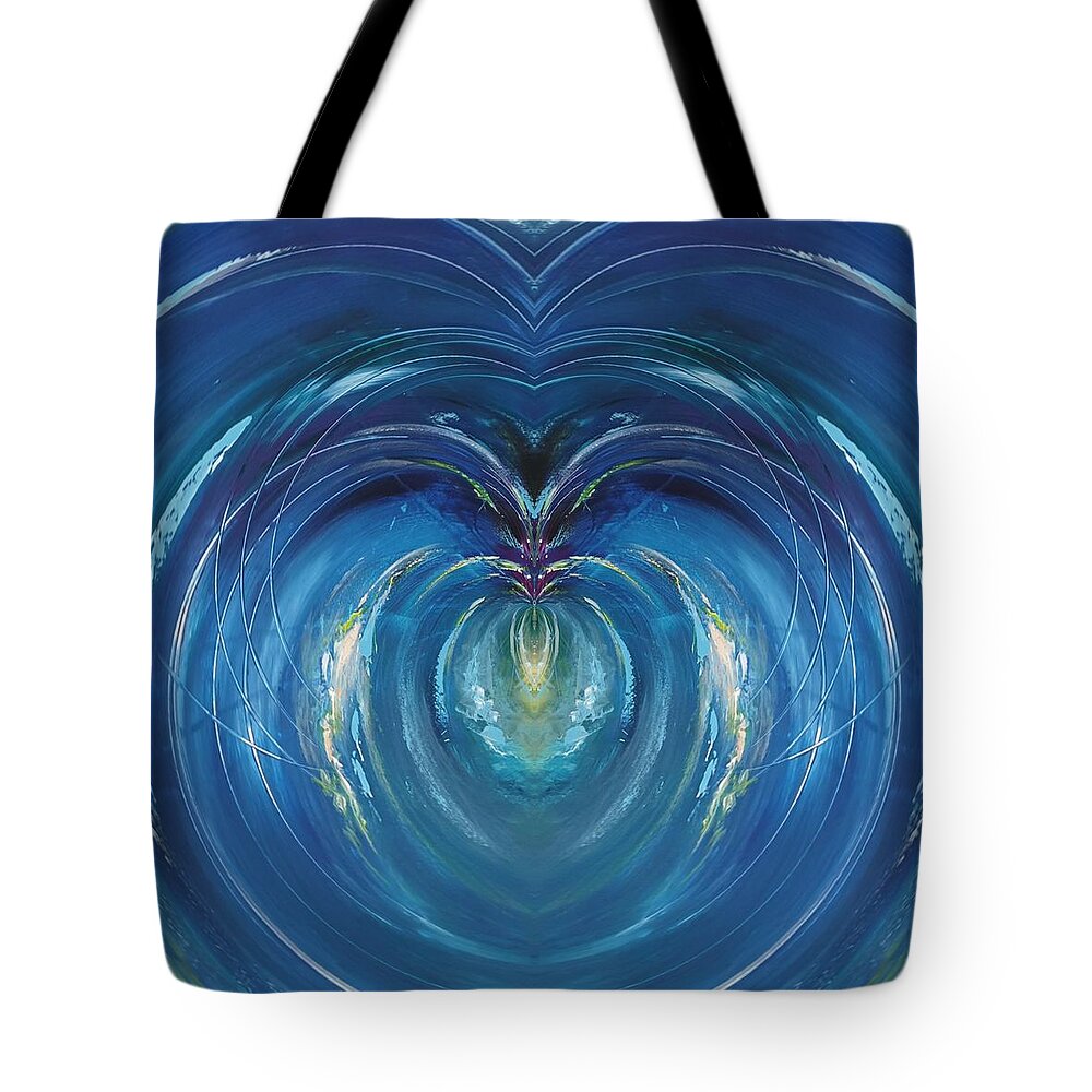 Blue Tote Bag featuring the digital art Blue Way Mirror by Themayart