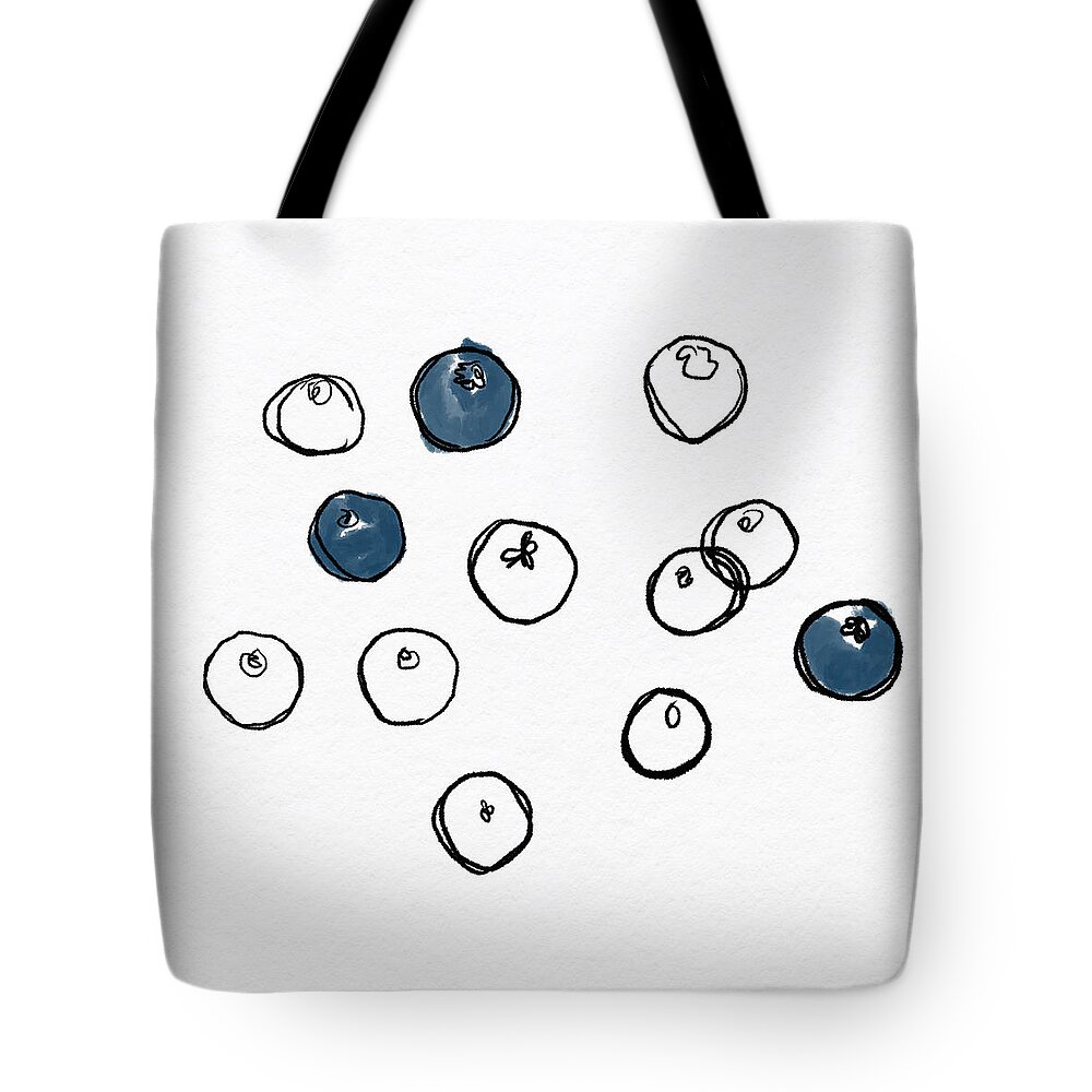 Naive Line Drawing Tote Bag featuring the mixed media Blueberry Sketch- Art by Linda Woods by Linda Woods