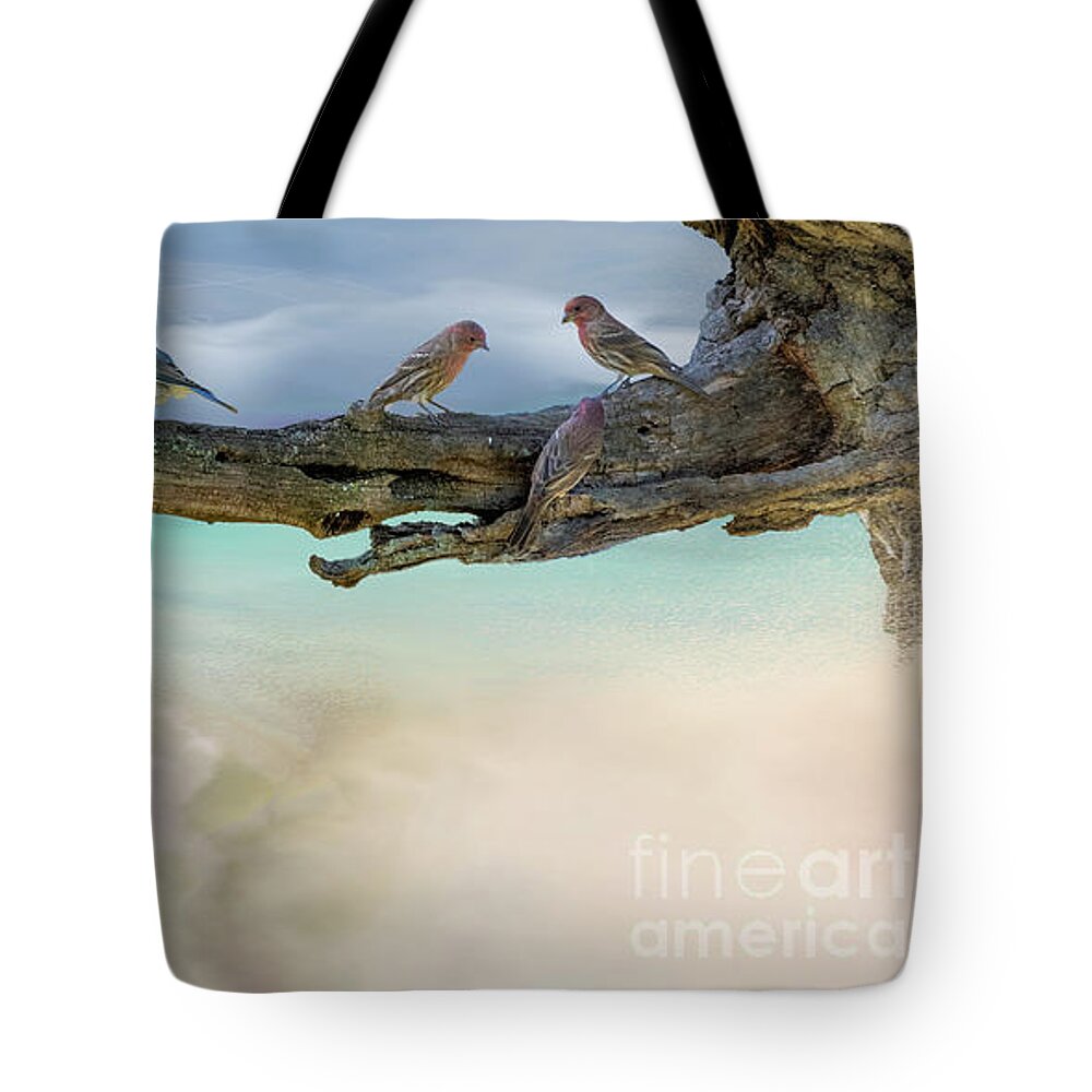 Bluebird Tote Bag featuring the photograph Out on a Limb by Sandra Rust