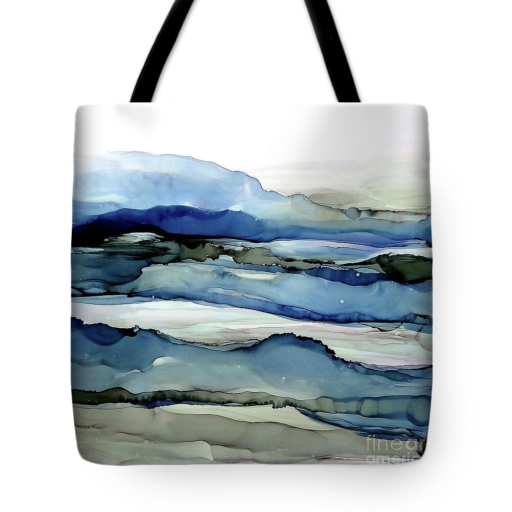 Alcohol Ink Tote Bag featuring the painting Bluescape 4 by Chris Paschke