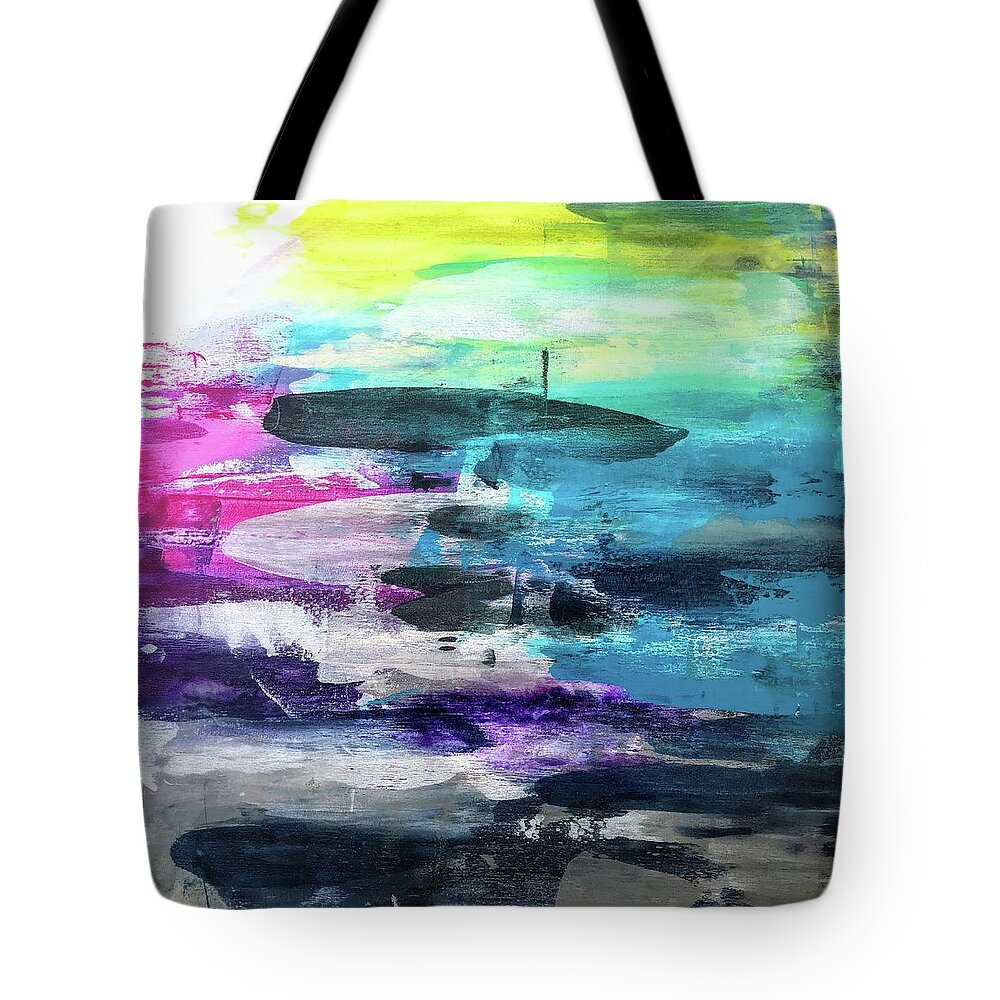 Abstract Tote Bag featuring the painting Blurred Lines by Eric Fischer