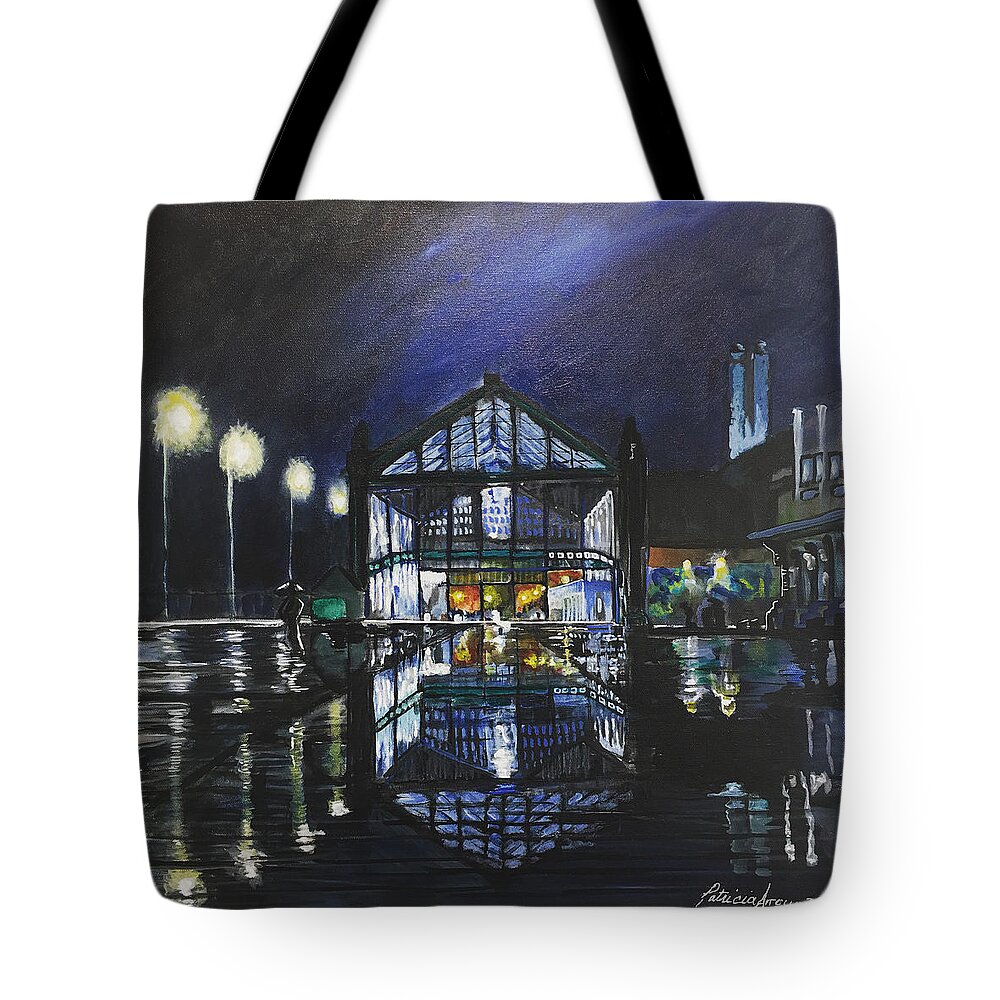 #asburypark #asburycasino Tote Bag featuring the painting Boardwalk Reflections by Patricia Arroyo