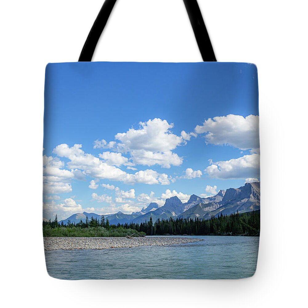 Alberta Tote Bag featuring the photograph Boat Float on the Bow River 8 by Cindy Robinson