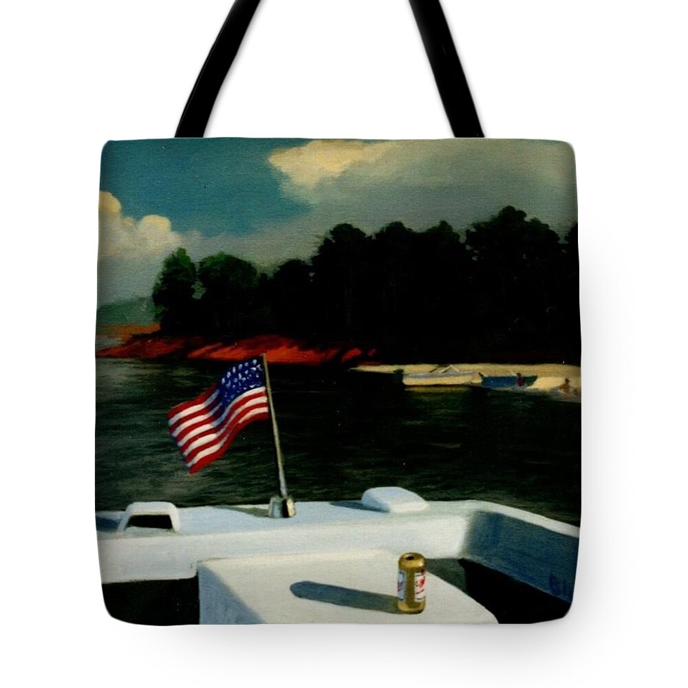Boating Tote Bag featuring the painting Boat Party by Blue Sky