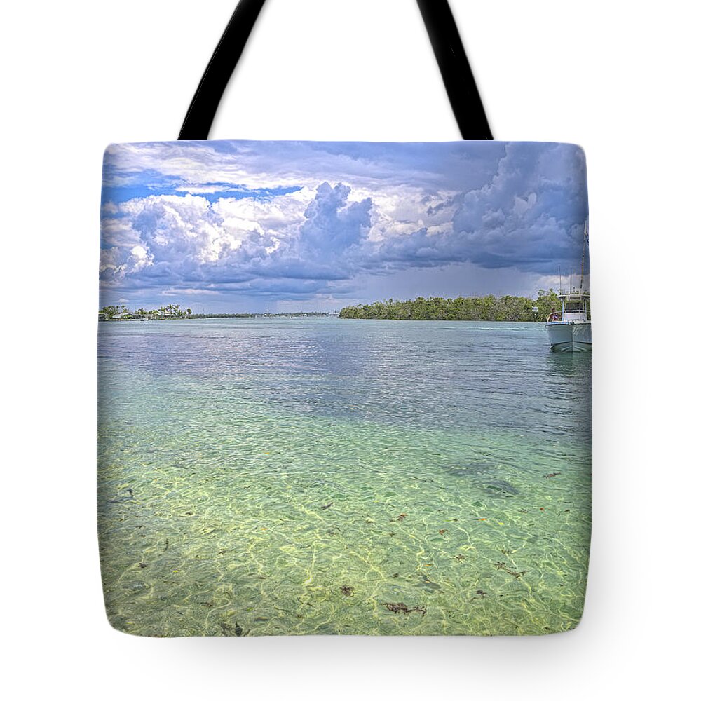 Florida Tote Bag featuring the photograph Boats and Beach by Alison Belsan Horton