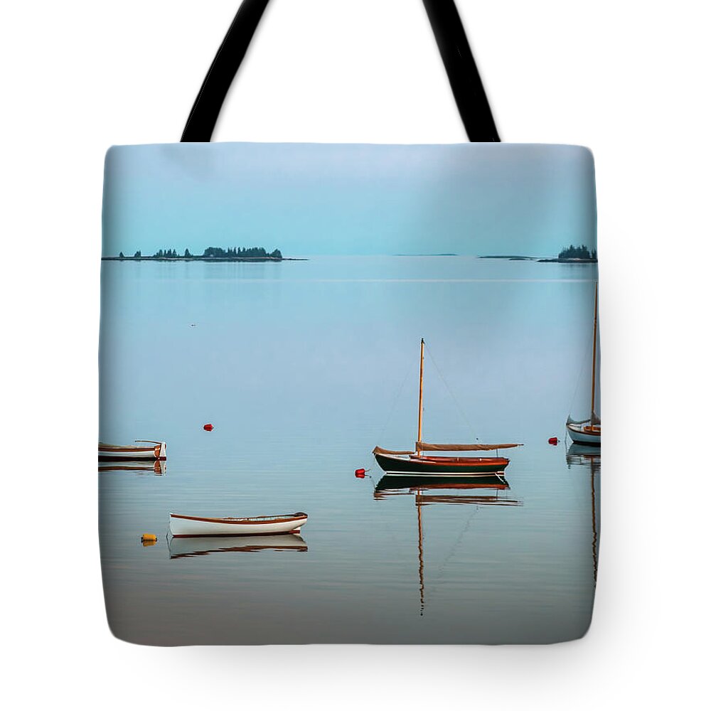 Boats Tote Bag featuring the photograph Boats and Reflection by Katie Dobies