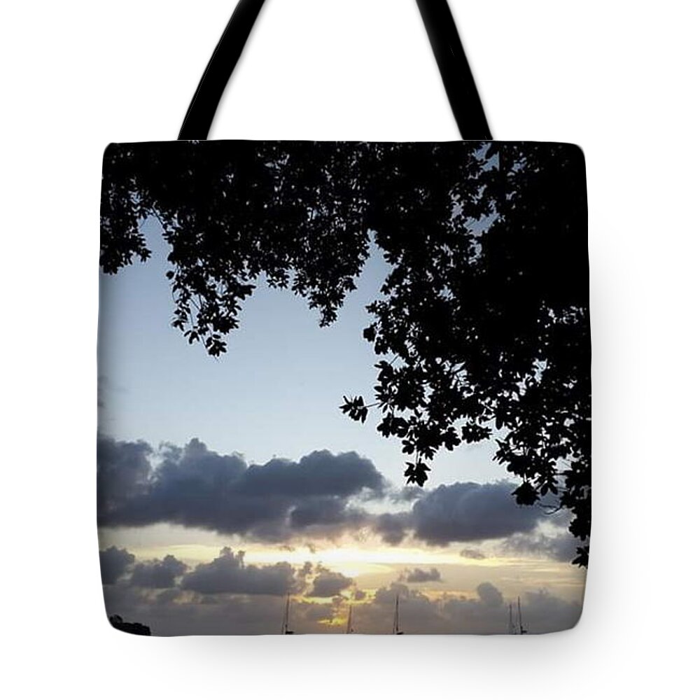 All Tote Bag featuring the digital art Boats Coming Home in Seychelles KN15 by Art Inspirity