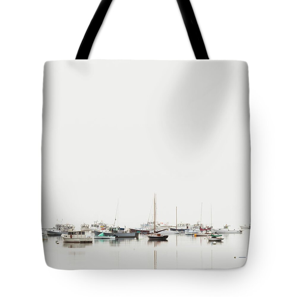 Fog Tote Bag featuring the photograph Boats in Fog by Katie Dobies