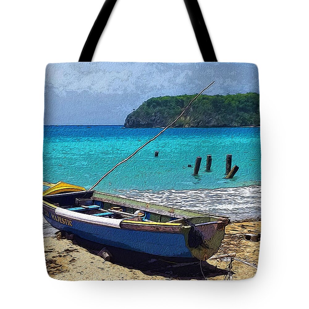 Boats On The Pagee Tote Bag featuring the digital art Boats on the Pagee 5 by Aldane Wynter