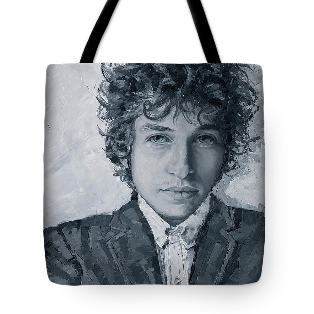 Dylan Tote Bag featuring the painting Bob Dylan, 2020 by PJ Kirk