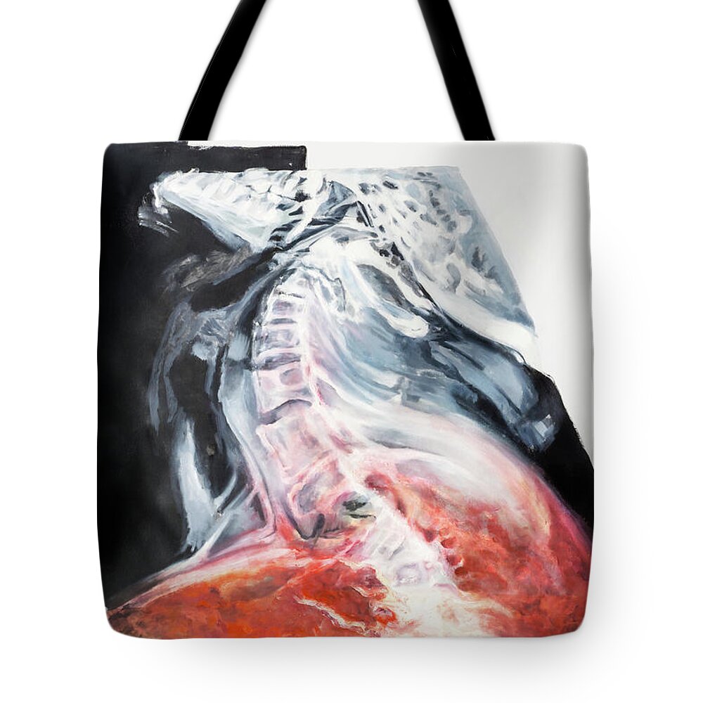 #paint Tote Bag featuring the painting Body Study 42 by Veronica Huacuja