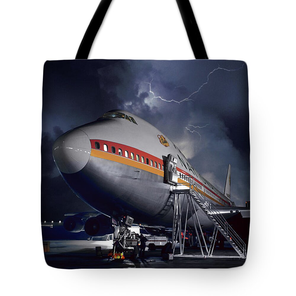 National Airlines Tote Bag featuring the photograph Boeing 747 Before the Storm by Erik Simonsen