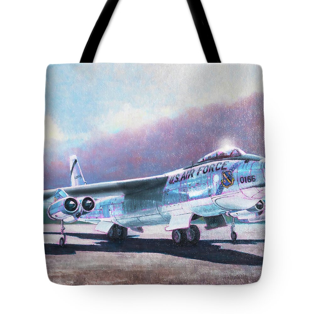 Aviation Tote Bag featuring the painting Boeing B-47 Stratojet by Douglas Castleman